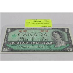 GEM UNC. 1967 NO S/N CENTENNIAL $1 NOTE
