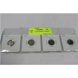 1911-12-13-14 GEORGE V SILVER 5 CENTS X4