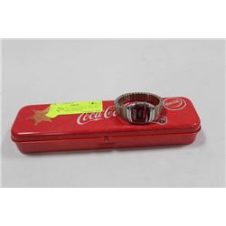 COLLECTIBLE COCA COLA  PEN TIN W/ COCA COLA WATCH