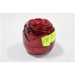 ROSE SHAPED JEWELLERY BOX W/ CONTENTS