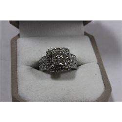 14K WHITE GOLD DIAMOND RING WITH JACKET, FEATURING