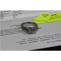 ONE LADY'S 14K WHITE GOLD 4-PRONG AND BEAD SET