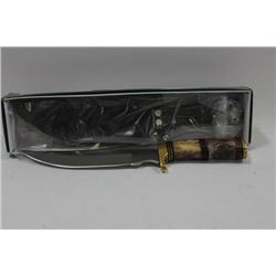 NEW 12" HUNTING KNIFE W/ BRASS BOLSTER &