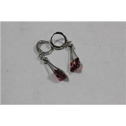 STERLING SILVER WITH RED GARNET EARRINGS
