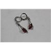 Image 1 : STERLING SILVER WITH RED GARNET EARRINGS