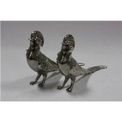 SILVERPLATED PHEASANT SALT & PEPPER SHAKER SET