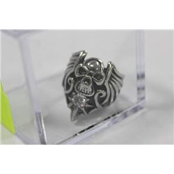 STAINLESS STEEL BIKER SKULL RING  SIZE:8