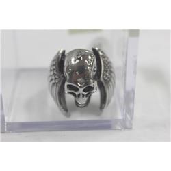STAINLESS STEEL BIKER SKULL RING SIZE:12