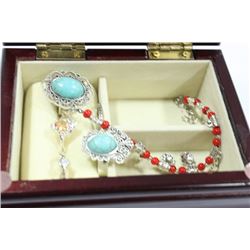 JEWELLERY BOX FILLED WITH UKRANIAN STYLE JEWELLERY