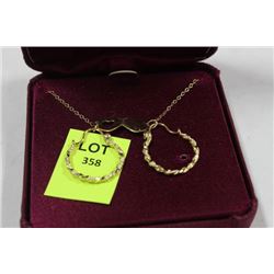 10K GOLD HOOP EARRING WITH 10K GOLD HEART BRACELET