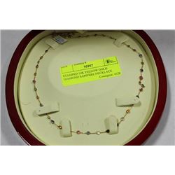 STAMPED 14K YELLOW GOLD DIAMOND SAPPHIRE NECKLACE