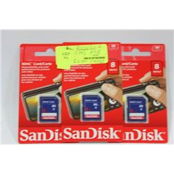 PACK OF 3- 8GB SANDISK CARDS
