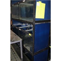 TALL BANK OF 3 COMMERCIAL FISH AQUARIUMS