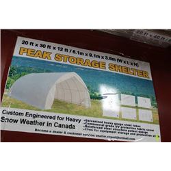NEW 20' X 30' PEAK STORAGE SHELTER