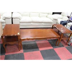 VINTAGE WOOD 3 PC FRENCH PROVINCIAL COFFEE TABLE