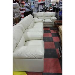 LEATHERETTE SOFA, LOVESEAT & CHAIR, CREAM