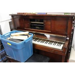 ANTIQUE PLAYER PIANO WITH MUSICAL SCROLLS