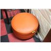 Image 1 : VINTAGE ORANGE LEATHERETTE OTTOMAN