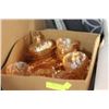 Image 1 : BOX OF AMBER CARNIVAL GLASS