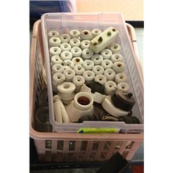 TWO BOXES OF VINTAGE GLASS/CERAMIC WIRE INSULATORS