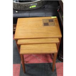 VINTAGE TEAK 3 PC NESTING TABLE