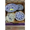 Image 1 : TRAY OF BLUE/WHITE DECORATIVE DISHES, ECT