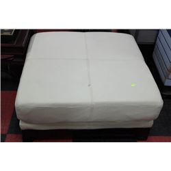 WHITE LEATHER OTTOMAN