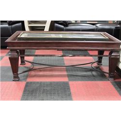 WOOD AND GLASS COFFEE TABLE