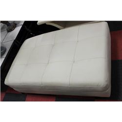 WHITE LEATHER RECTANGULAR OTTOMAN