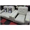 Image 1 : WHITE LEATHERETTE DESIGNER LOVE SEAT W CHAIR