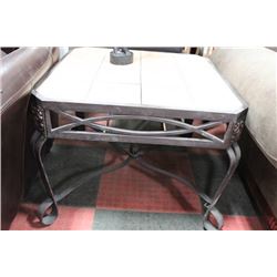 METAL AND TILE TOP END TABLE