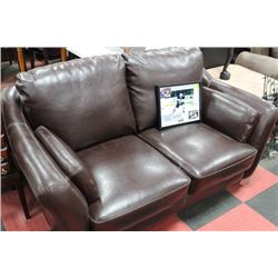 BROWN LEATHERETTE LOVE SEAT