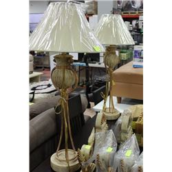 PAIR OF TALL DESIGNER LAMP, WROUGHT IRON STYLE