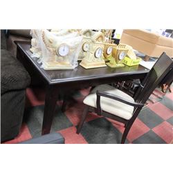 NEW WOOD TABLE W 2 WOOD AND MICROFIBRE ARMCHAIRS