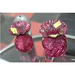 PAIR OF PINK GLASS VASES