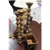 Image 1 : SET OF THREE CANDLE PEDESTALS, WITH FLOWER POT