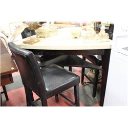TRIANGULAR FAUX GRANITE TOP TABLE W 3 BLACK