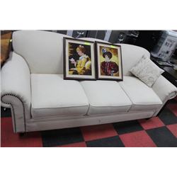 WHITE FABRIC SOFA (WATER STAIN ON ARM)