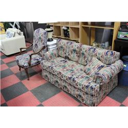 VINTAGE WOOD ARMCHAIR SOLD W MATCHING LOVE SEAT