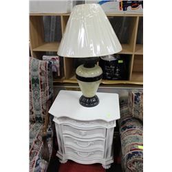 WHITE 3 DRAWER NIGHT STAND SOLD W TABLE LAMP