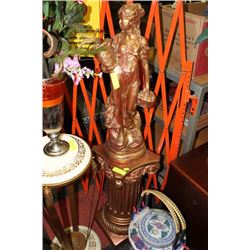 ESTATE COPPER & GOLD TONE LADY STATUE W/ STAND