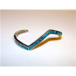 Navajo Sterling Turquoise Chip Inlay Bracelet