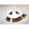 Image 1 : Zuni Sterling Silver Coral Necklace Earrings Set
