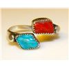 Image 1 : Navajo Sterling Silver Turquoise Coral Adjustable Ring
