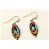Image 1 : Zuni Inlay Sterling Silver Turquoise Pierced Earrings