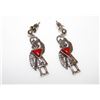 Image 1 : Sterling Silver Coral Native American Kachina Earrings