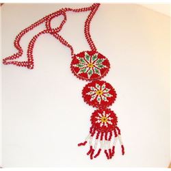 Native American Vintage Red Beaded Medallion Necklace