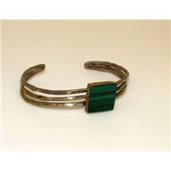 Mexican Sterling Silver Pre Eagle Malachite Bracelet