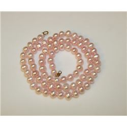 Pink Cultured Pearl Necklace with 10K Gold Clasp