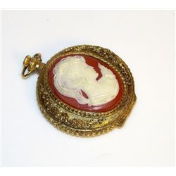 Vintage Cameo Compact Pendant